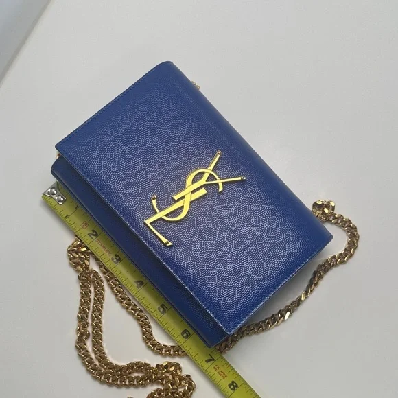 Yves Saint Laurent Royal Blue Mini Crossbody with Gold Chain - Picture 4 of 7